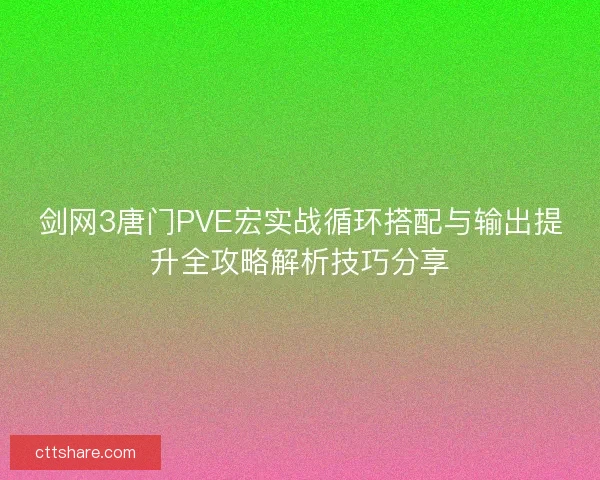 剑网3唐门PVE宏实战循环搭配与输出提升全攻略解析技巧分享